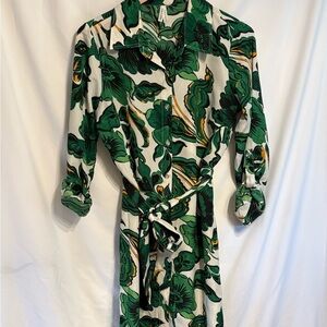 Truly 4 You Resortwear Green Floral Button-Front Dress SZ M